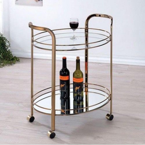 Starla Contemporary Serving Cart In Champagne