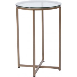 Greenwich Collection Glass End Table with Matte Gold Frame