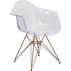 Alonza Series Transparent Side Chair with Gold Base